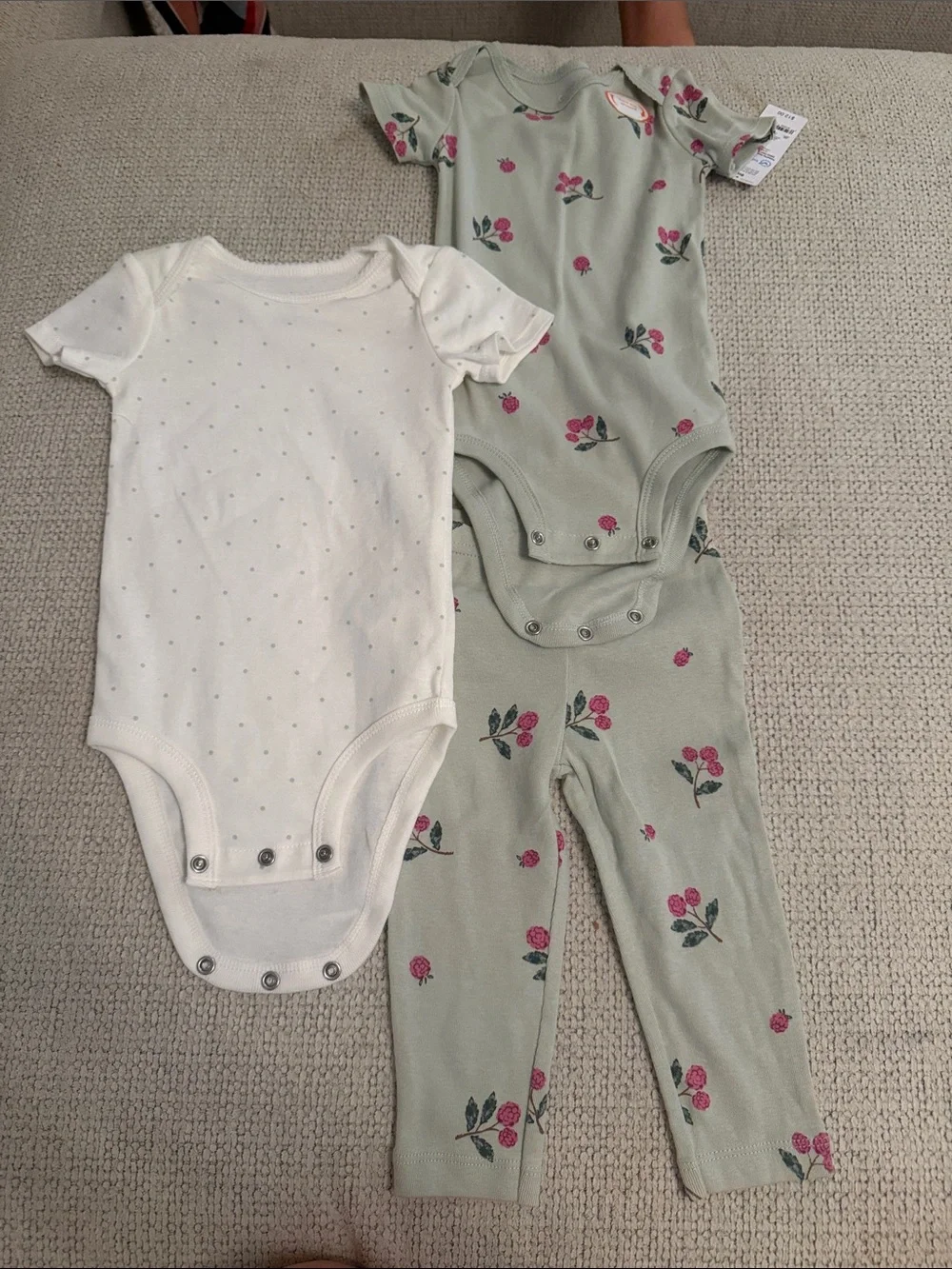 Carter's Sage Floral & Cream Baby One-Piece Set